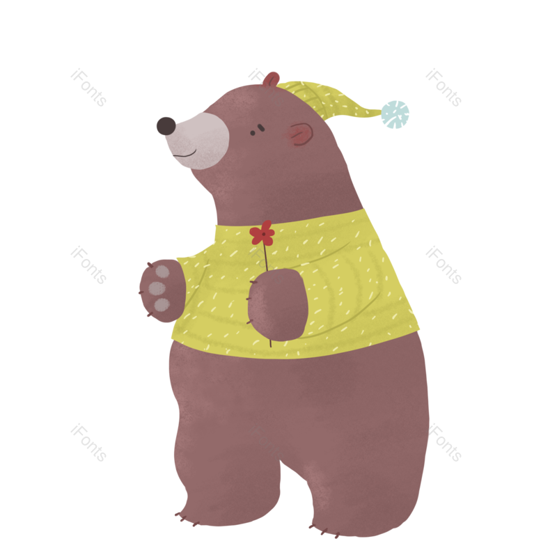 儿童插画图片,小熊元素,动物PNG,手绘免抠素材